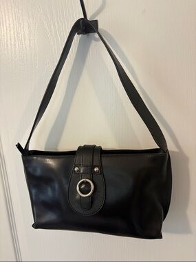 Furla black leather shoulder bag